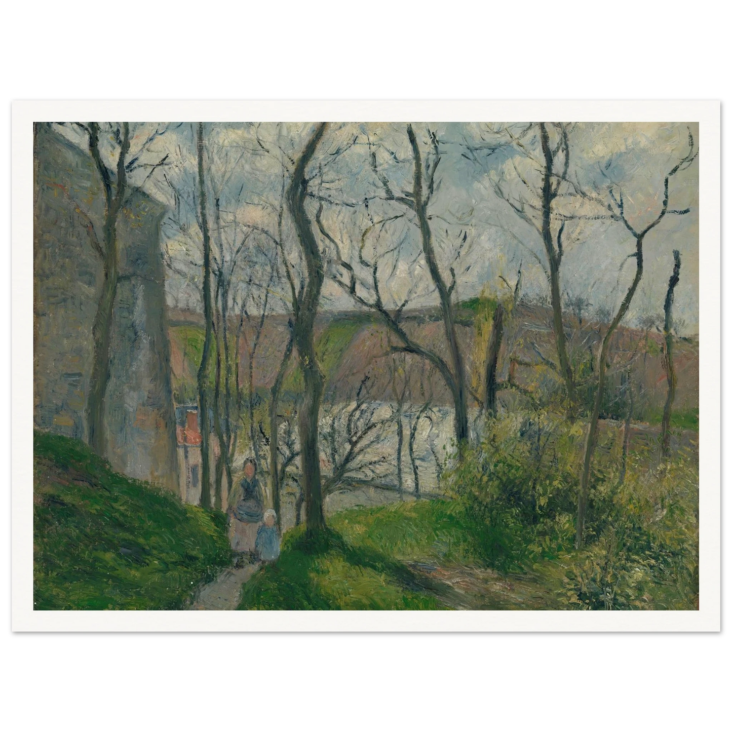 The ‘Royal Palace’ at the Hermitage, Pontoise (1879) Art Print | Camille Pissarro - Framed Poster - 30x40 cm / 12x16″ - Black frame