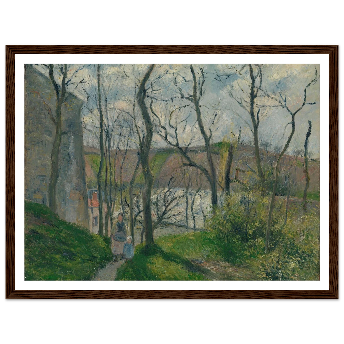 The ‘Royal Palace’ at the Hermitage, Pontoise (1879) Art Print | Camille Pissarro - Framed Poster - 30x40 cm / 12x16″ - Black frame