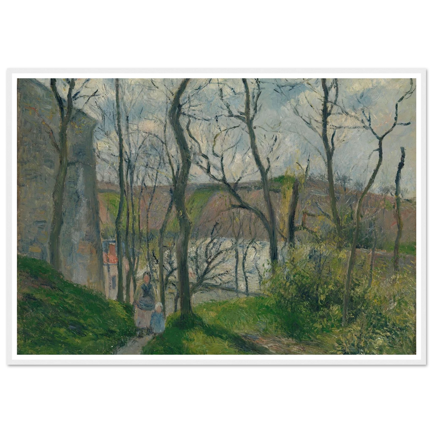 The ‘Royal Palace’ at the Hermitage, Pontoise (1879) Art Print | Camille Pissarro - Framed Poster - 30x40 cm / 12x16″ - Black frame