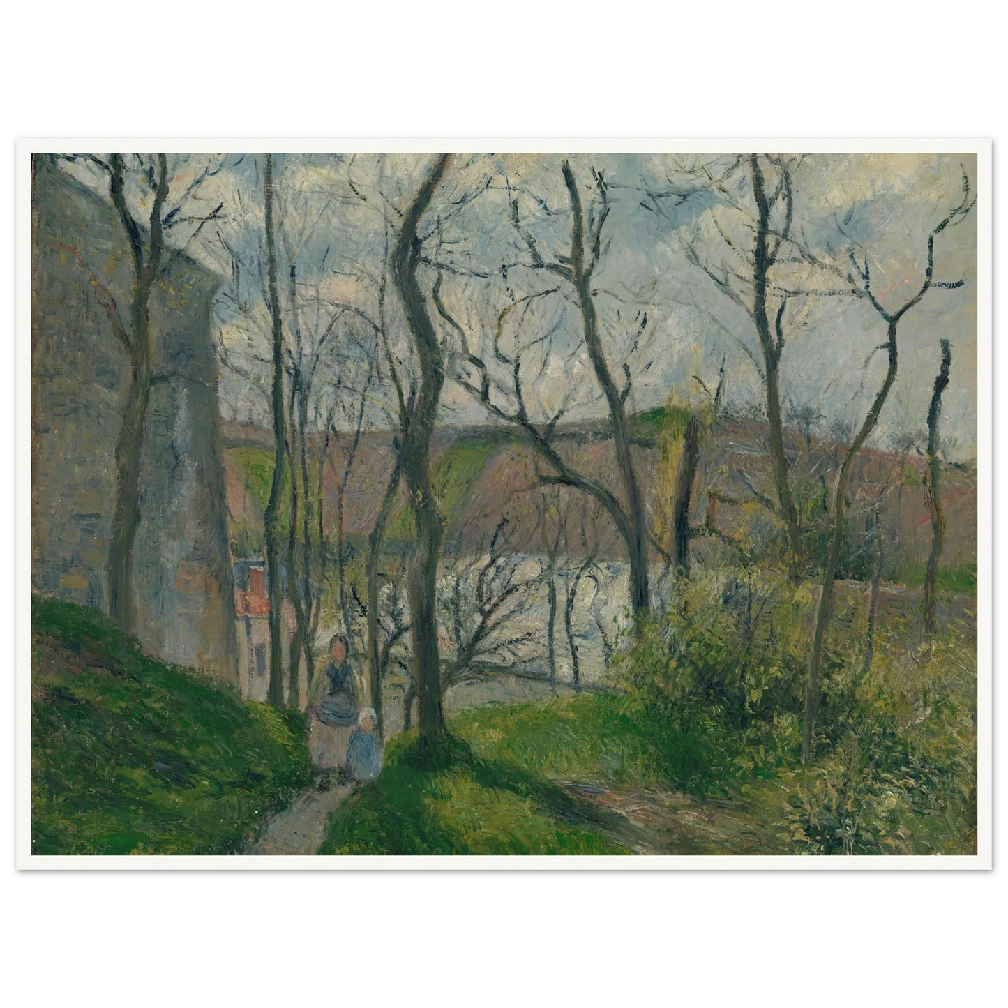 The ‘Royal Palace’ at the Hermitage, Pontoise (1879) Art Print | Camille Pissarro - Framed Poster - 30x40 cm / 12x16″ - Black frame