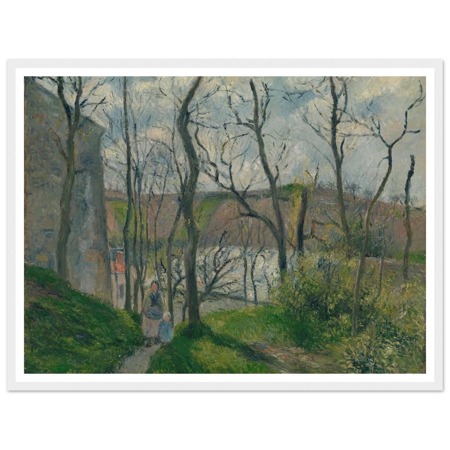 The ‘Royal Palace’ at the Hermitage, Pontoise (1879) Art Print | Camille Pissarro - Framed Poster - 30x40 cm / 12x16″ - Black frame