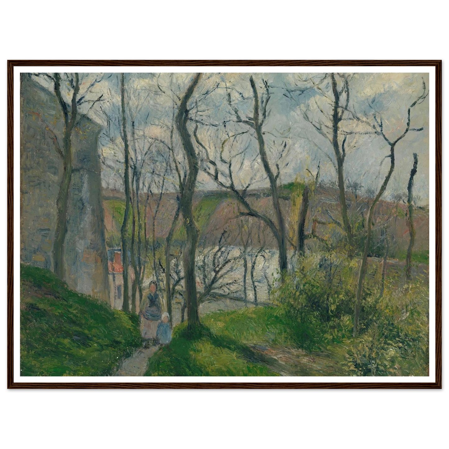 The ‘Royal Palace’ at the Hermitage, Pontoise (1879) Art Print | Camille Pissarro - Framed Poster - 30x40 cm / 12x16″ - Black frame