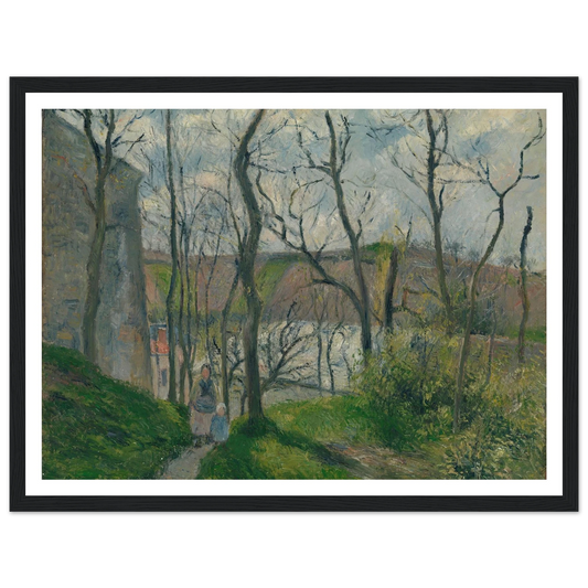 The ‘Royal Palace’ at the Hermitage, Pontoise (1879) Art Print | Camille Pissarro - Framed Poster - 30x40 cm / 12x16″ - Black frame