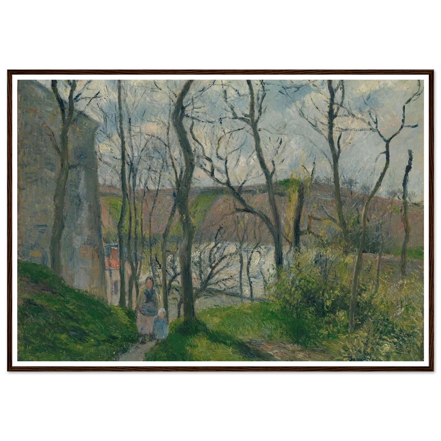 The ‘Royal Palace’ at the Hermitage, Pontoise (1879) Art Print | Camille Pissarro - Framed Poster - 30x40 cm / 12x16″ - Black frame