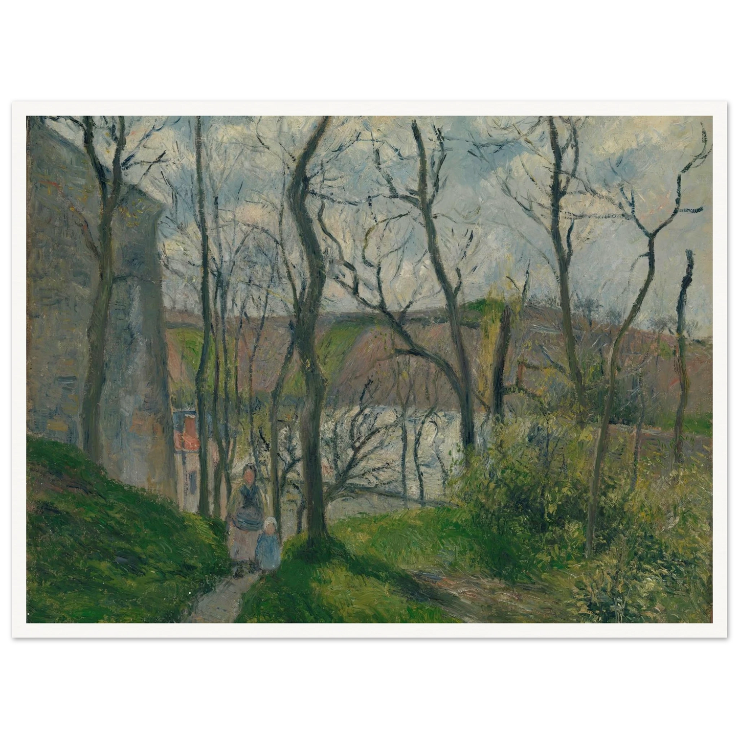 The ‘Royal Palace’ at the Hermitage, Pontoise (1879) Art Print | Camille Pissarro - Framed Poster - 30x40 cm / 12x16″ - Black frame