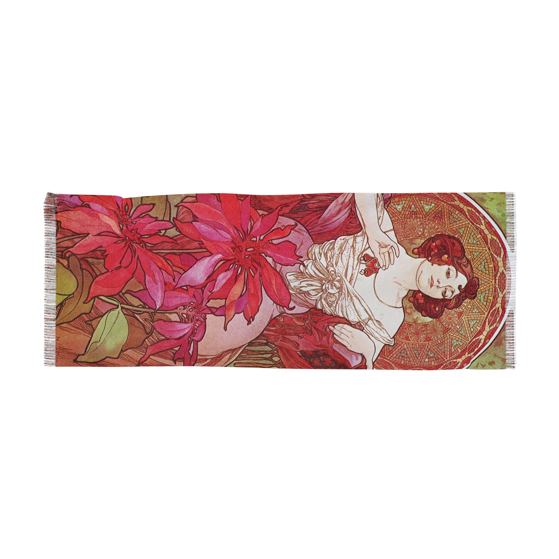 The Ruby | Alphonse Mucha Scarf – Art Nouveau Scarf - - 27" × 71'' - 