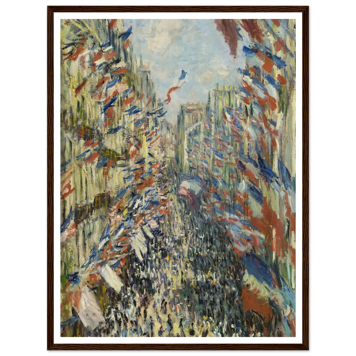The Rue Montorgueil in Paris. Celebration of June 30, 1878 (1878) Art Print | Claude Monet - Framed Poster - 30x40 cm / 12x16″ - Black frame