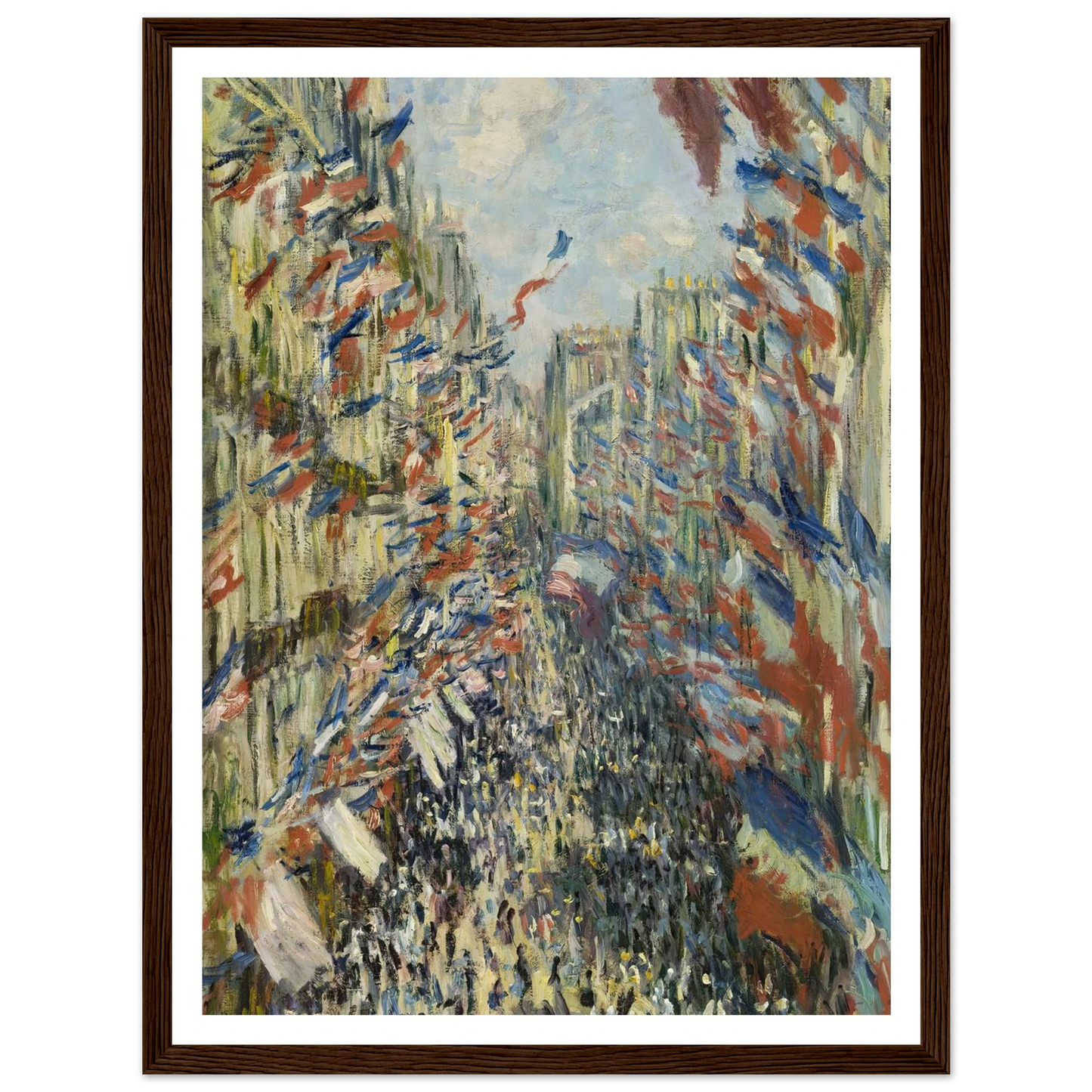 The Rue Montorgueil in Paris. Celebration of June 30, 1878 (1878) Art Print | Claude Monet - Framed Poster - 30x40 cm / 12x16″ - Black frame