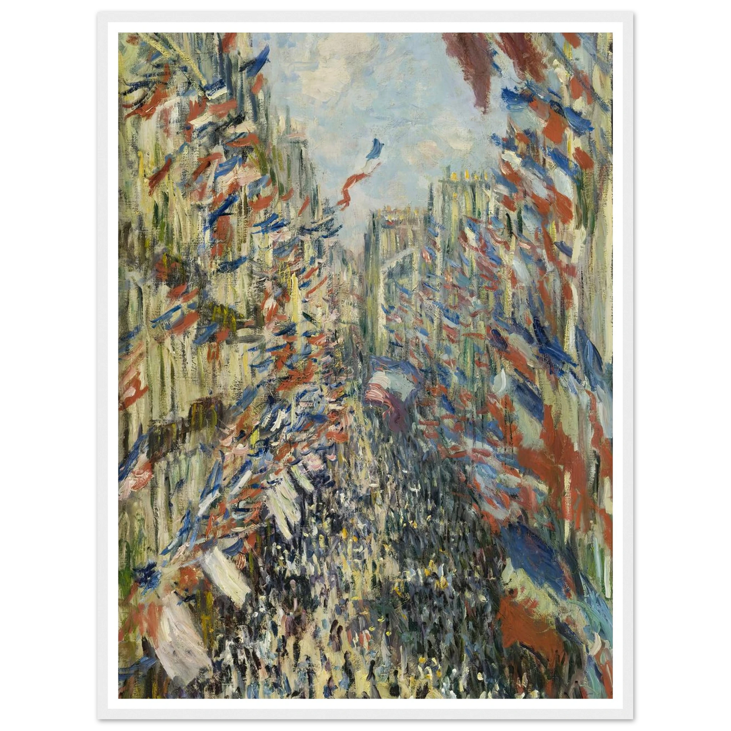 The Rue Montorgueil in Paris. Celebration of June 30, 1878 (1878) Art Print | Claude Monet - Framed Poster - 30x40 cm / 12x16″ - Black frame