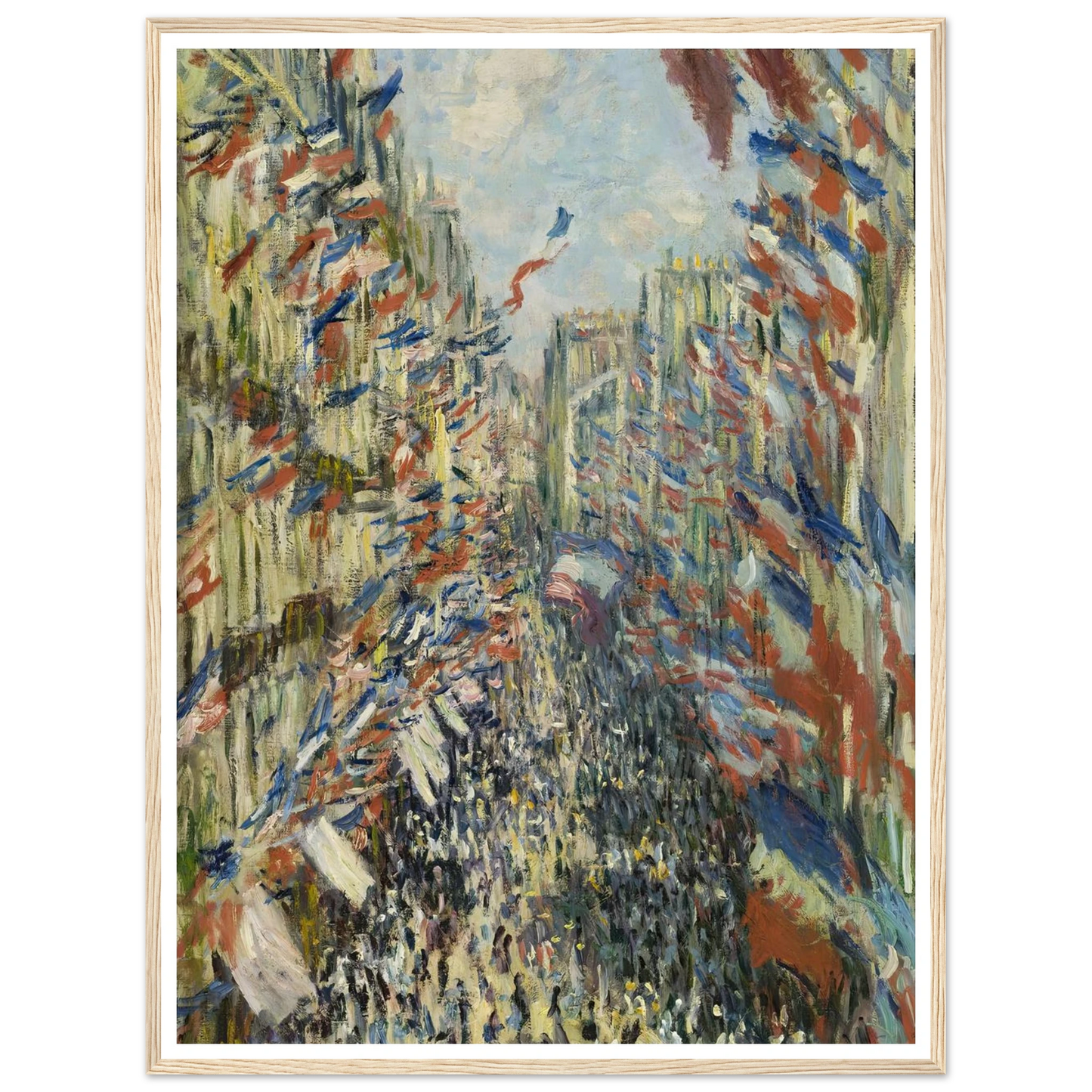 The Rue Montorgueil in Paris. Celebration of June 30, 1878 (1878) Art Print | Claude Monet - Framed Poster - 30x40 cm / 12x16″ - Black frame