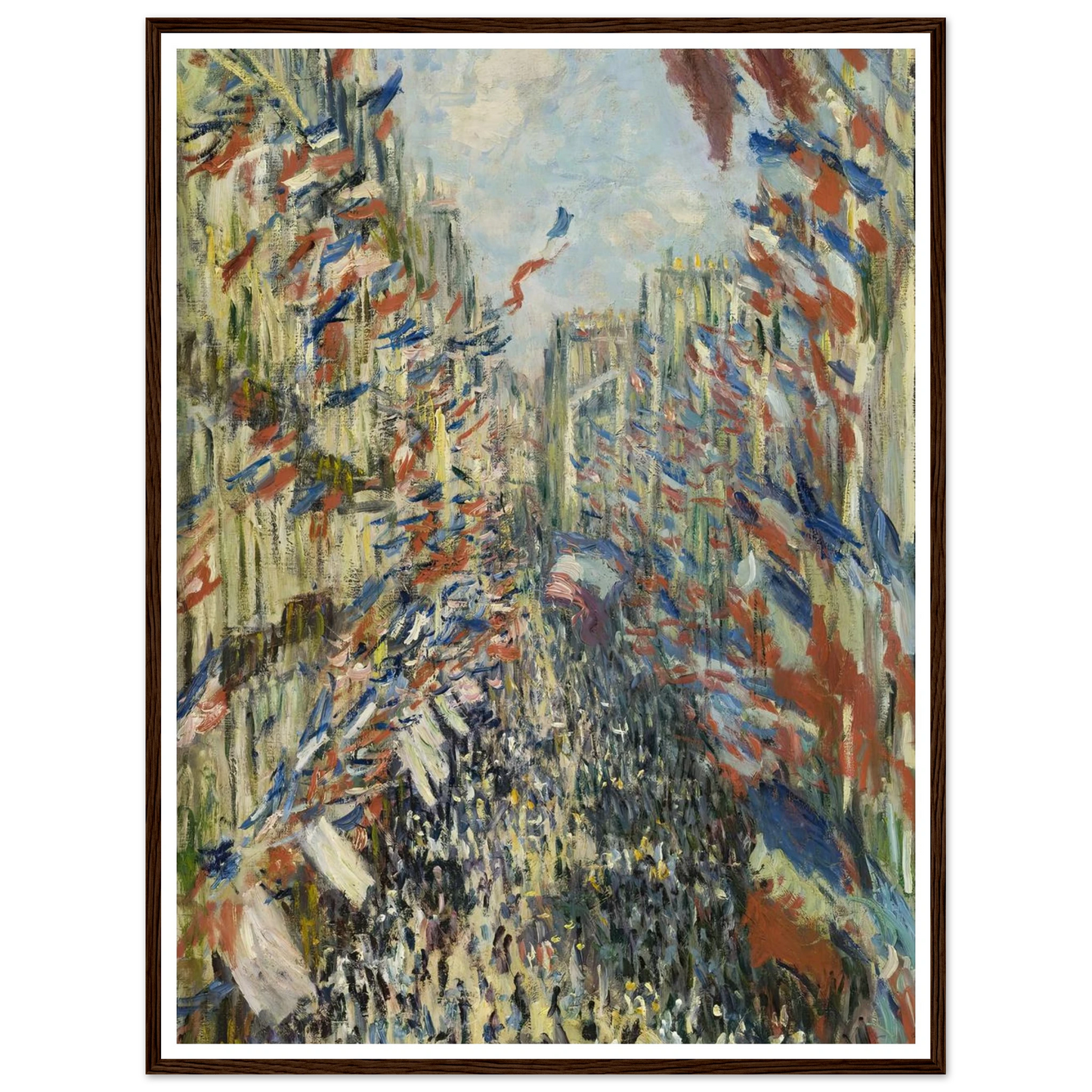 The Rue Montorgueil in Paris. Celebration of June 30, 1878 (1878) Art Print | Claude Monet - Framed Poster - 30x40 cm / 12x16″ - Black frame