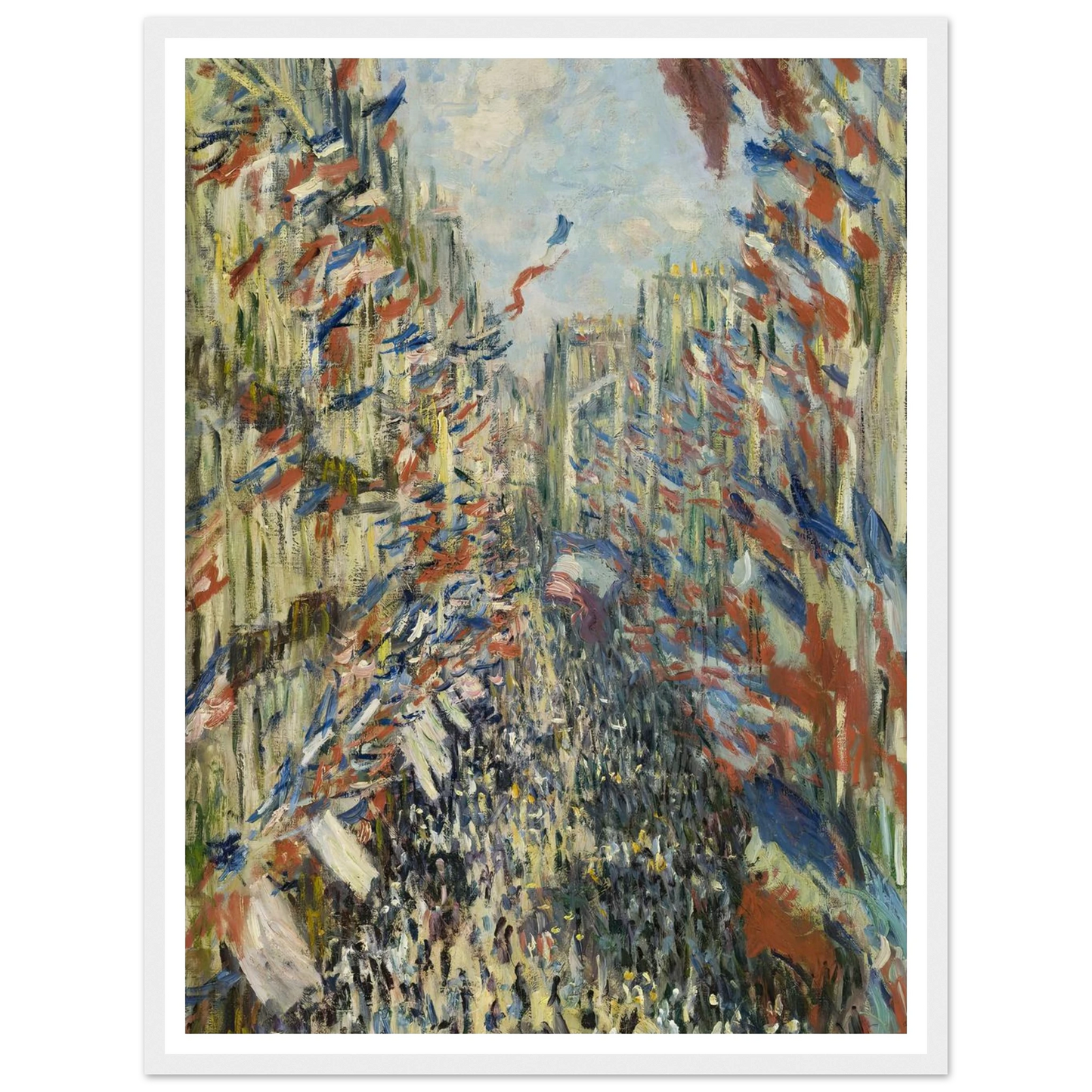 The Rue Montorgueil in Paris. Celebration of June 30, 1878 (1878) Art Print | Claude Monet - Framed Poster - 30x40 cm / 12x16″ - Black frame