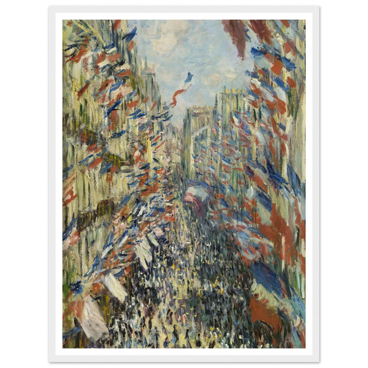 The Rue Montorgueil in Paris. Celebration of June 30, 1878 (1878) Art Print | Claude Monet - Framed Poster - 30x40 cm / 12x16″ - Black frame