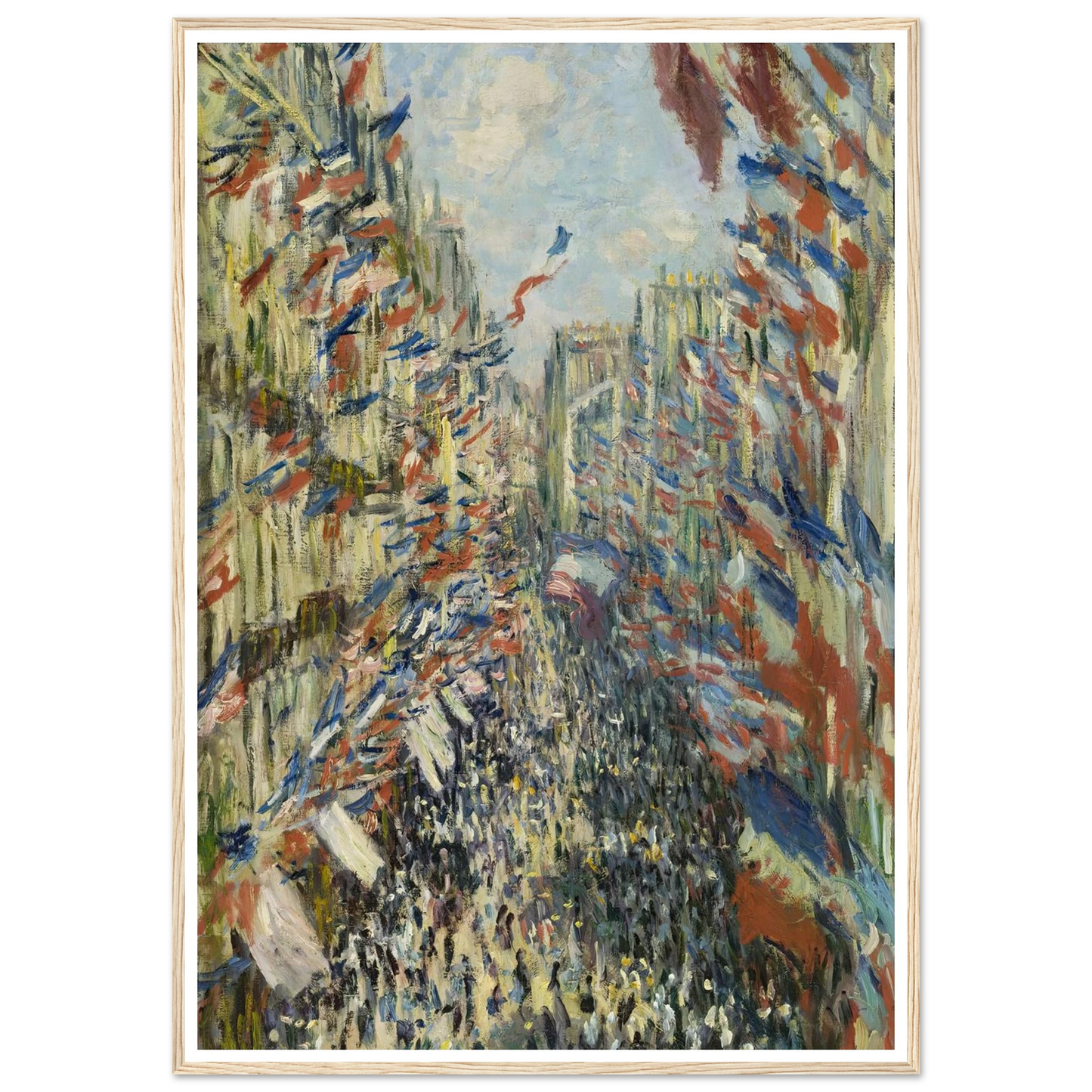 The Rue Montorgueil in Paris. Celebration of June 30, 1878 (1878) Art Print | Claude Monet - Framed Poster - 30x40 cm / 12x16″ - Black frame