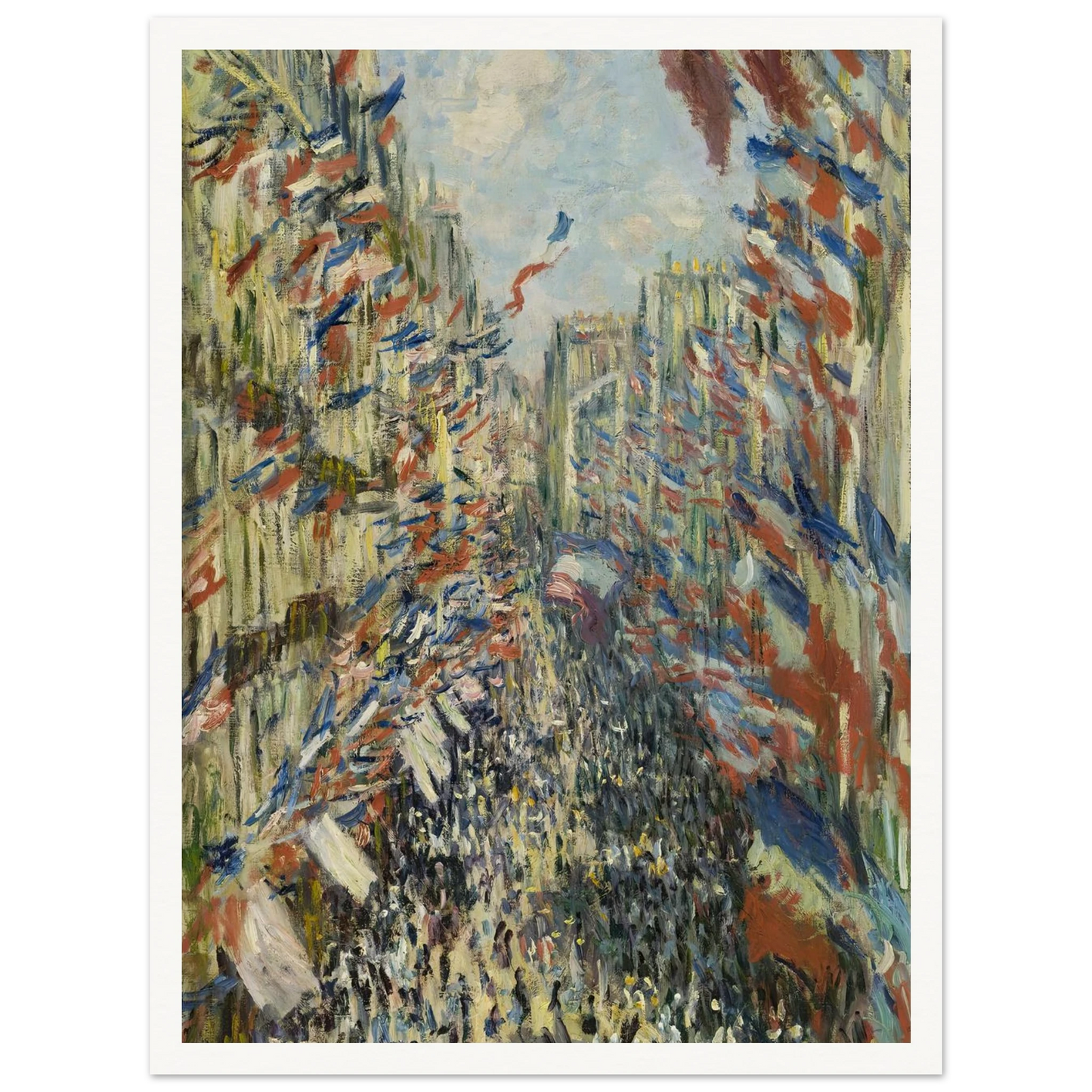 The Rue Montorgueil in Paris. Celebration of June 30, 1878 (1878) Art Print | Claude Monet - Framed Poster - 30x40 cm / 12x16″ - Black frame
