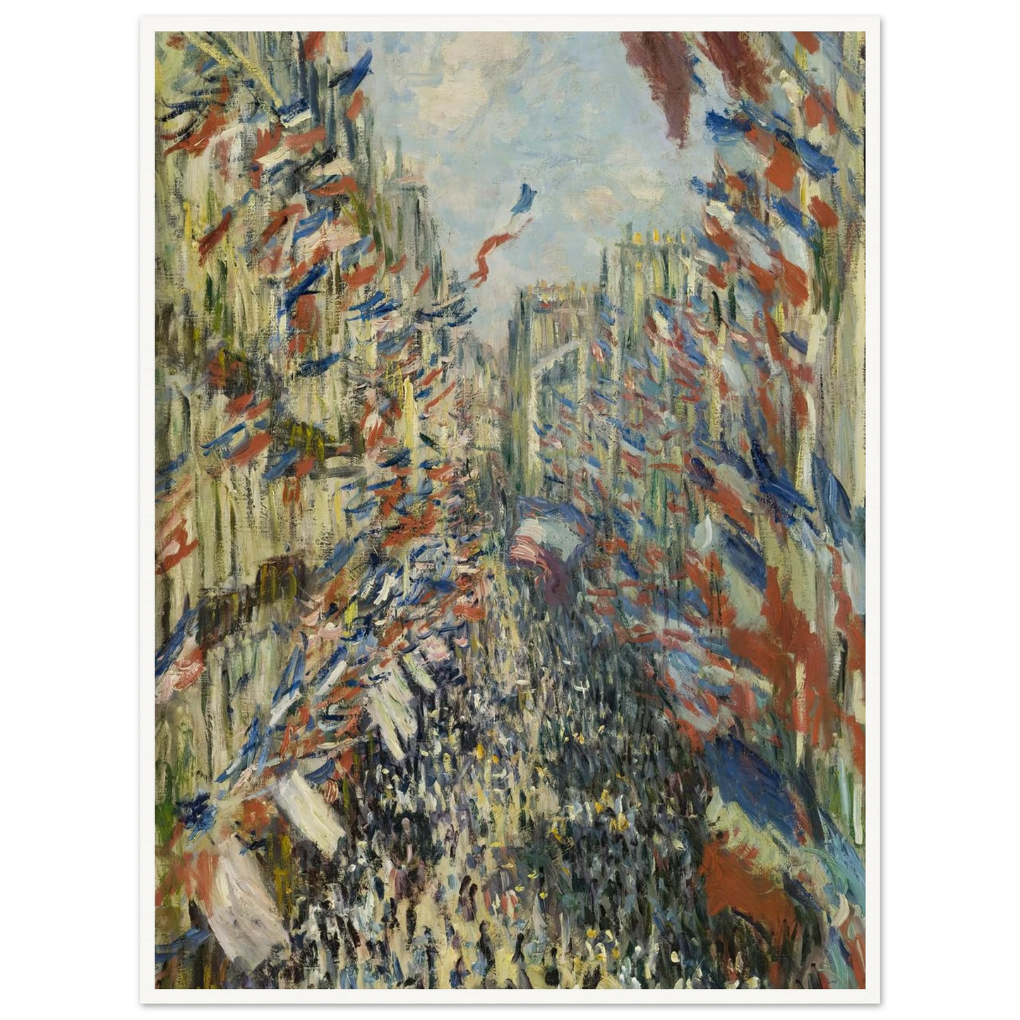 The Rue Montorgueil in Paris. Celebration of June 30, 1878 (1878) Art Print | Claude Monet - Framed Poster - 30x40 cm / 12x16″ - Black frame