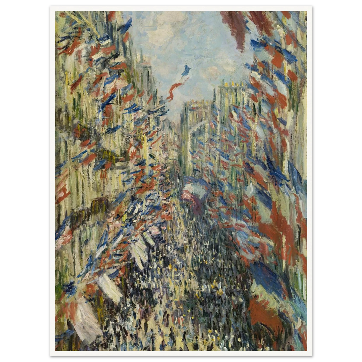 The Rue Montorgueil in Paris. Celebration of June 30, 1878 (1878) Art Print | Claude Monet - Framed Poster - 30x40 cm / 12x16″ - Black frame