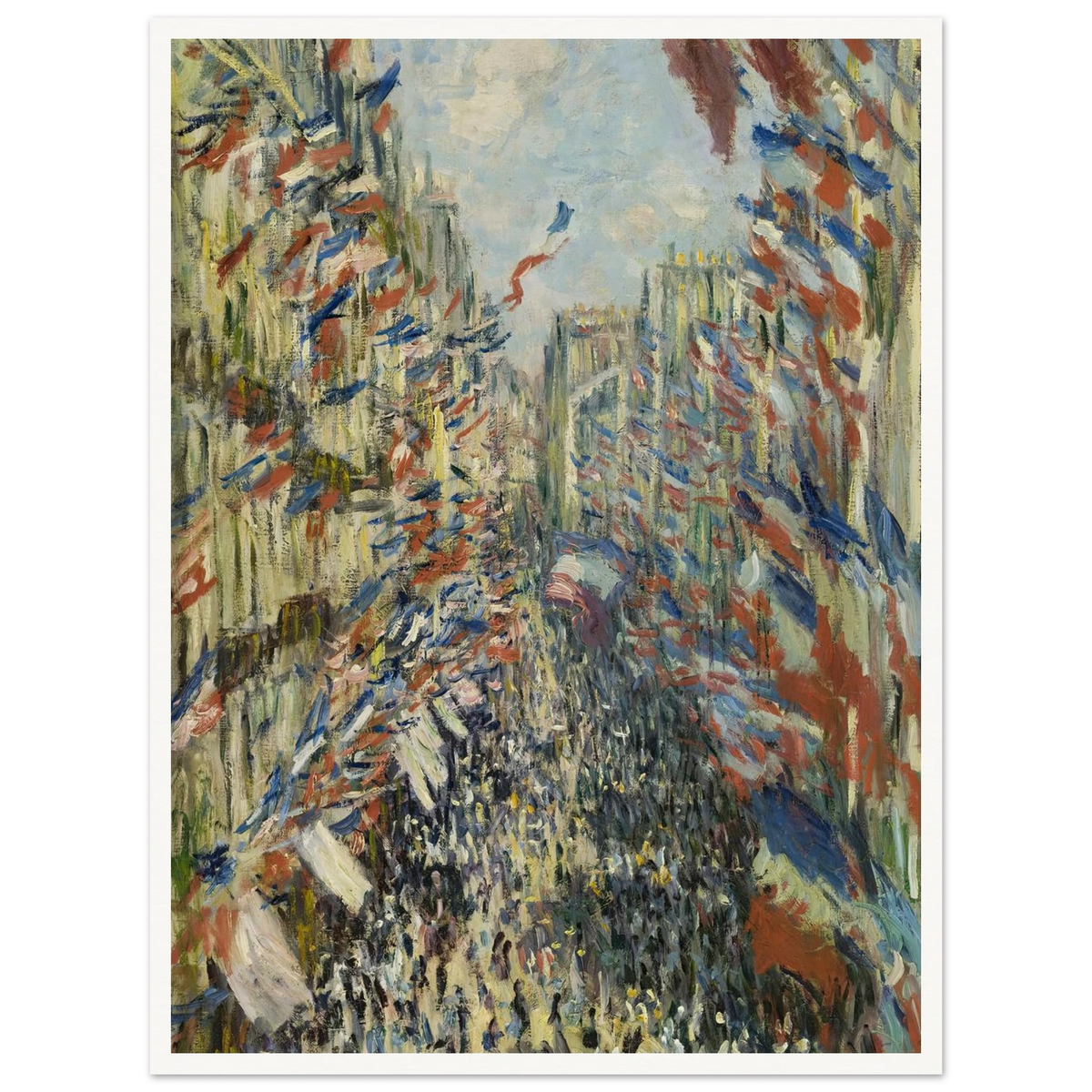 The Rue Montorgueil in Paris. Celebration of June 30, 1878 (1878) Art Print | Claude Monet - Framed Poster - 30x40 cm / 12x16″ - Black frame