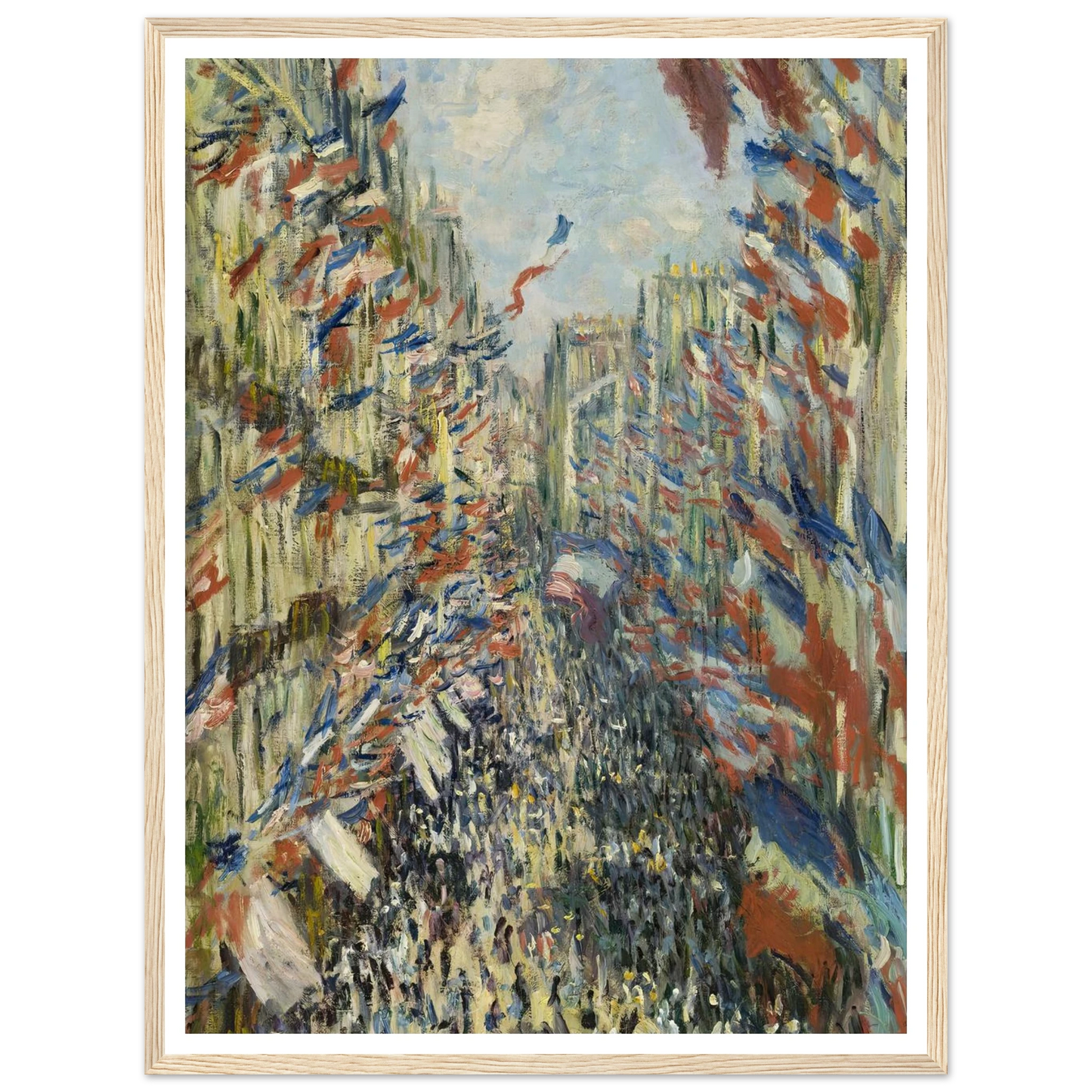 The Rue Montorgueil in Paris. Celebration of June 30, 1878 (1878) Art Print | Claude Monet - Framed Poster - 30x40 cm / 12x16″ - Black frame