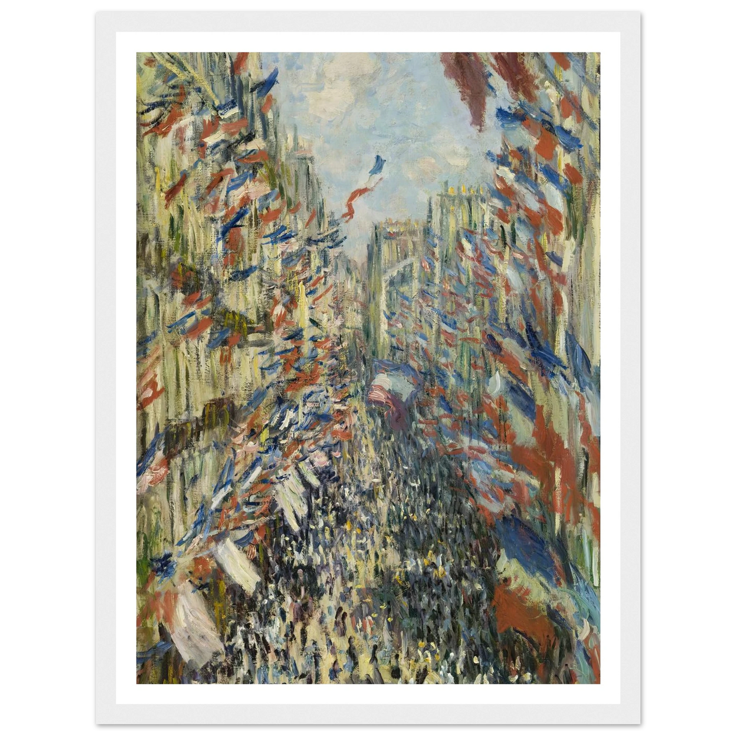 The Rue Montorgueil in Paris. Celebration of June 30, 1878 (1878) Art Print | Claude Monet - Framed Poster - 30x40 cm / 12x16″ - Black frame