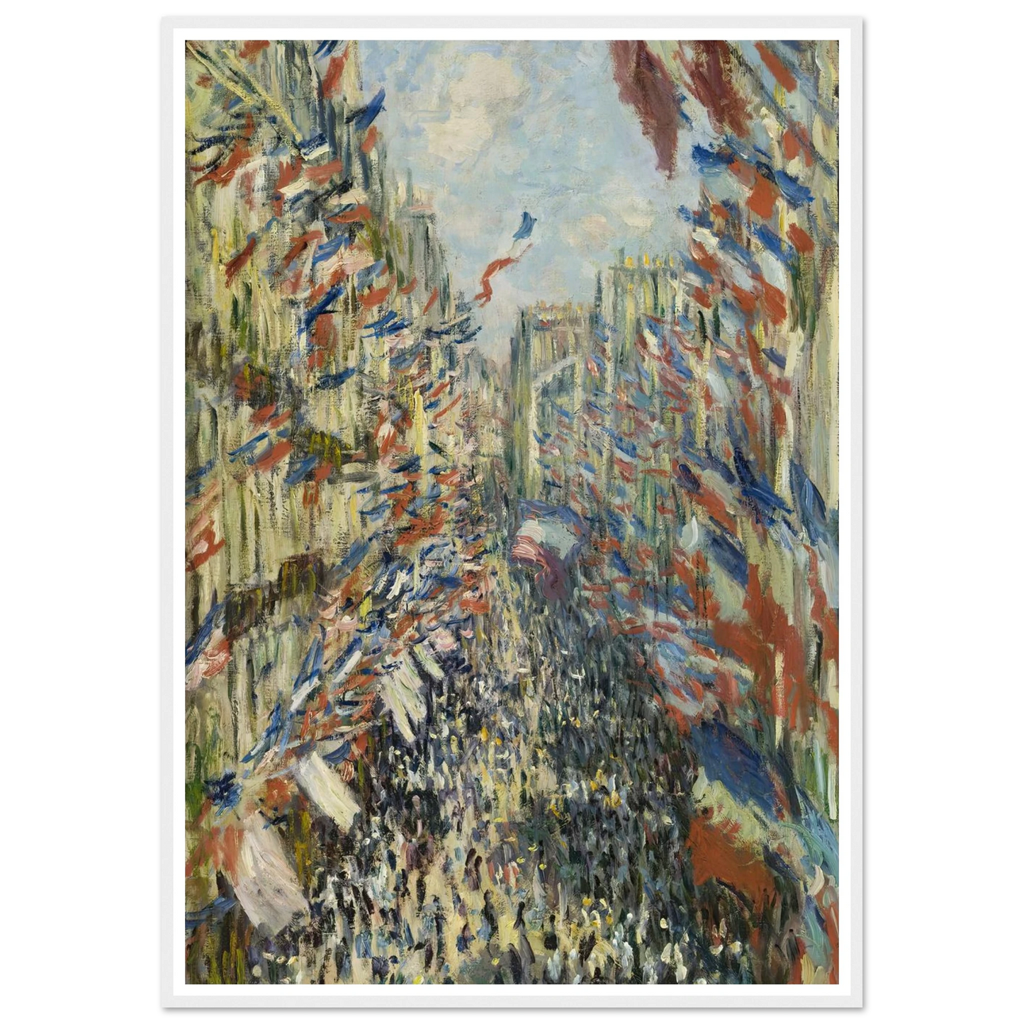 The Rue Montorgueil in Paris. Celebration of June 30, 1878 (1878) Art Print | Claude Monet - Framed Poster - 30x40 cm / 12x16″ - Black frame