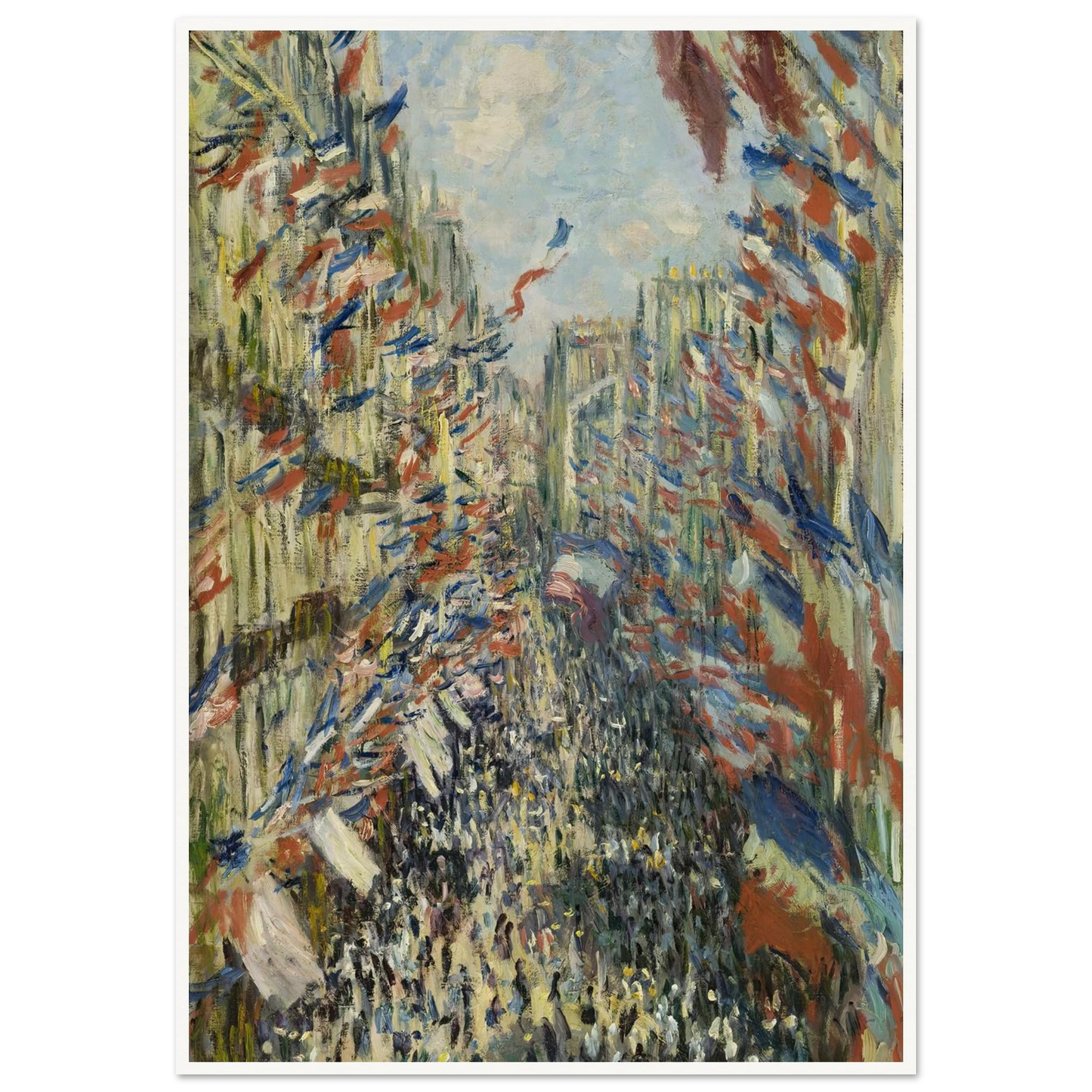 The Rue Montorgueil in Paris. Celebration of June 30, 1878 (1878) Art Print | Claude Monet - Framed Poster - 30x40 cm / 12x16″ - Black frame
