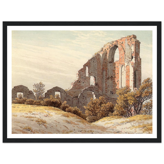 The Ruins of Eldena Art Print | Caspar David Friedrich - Framed Poster - 30x40 cm / 12x16″ - Black frame