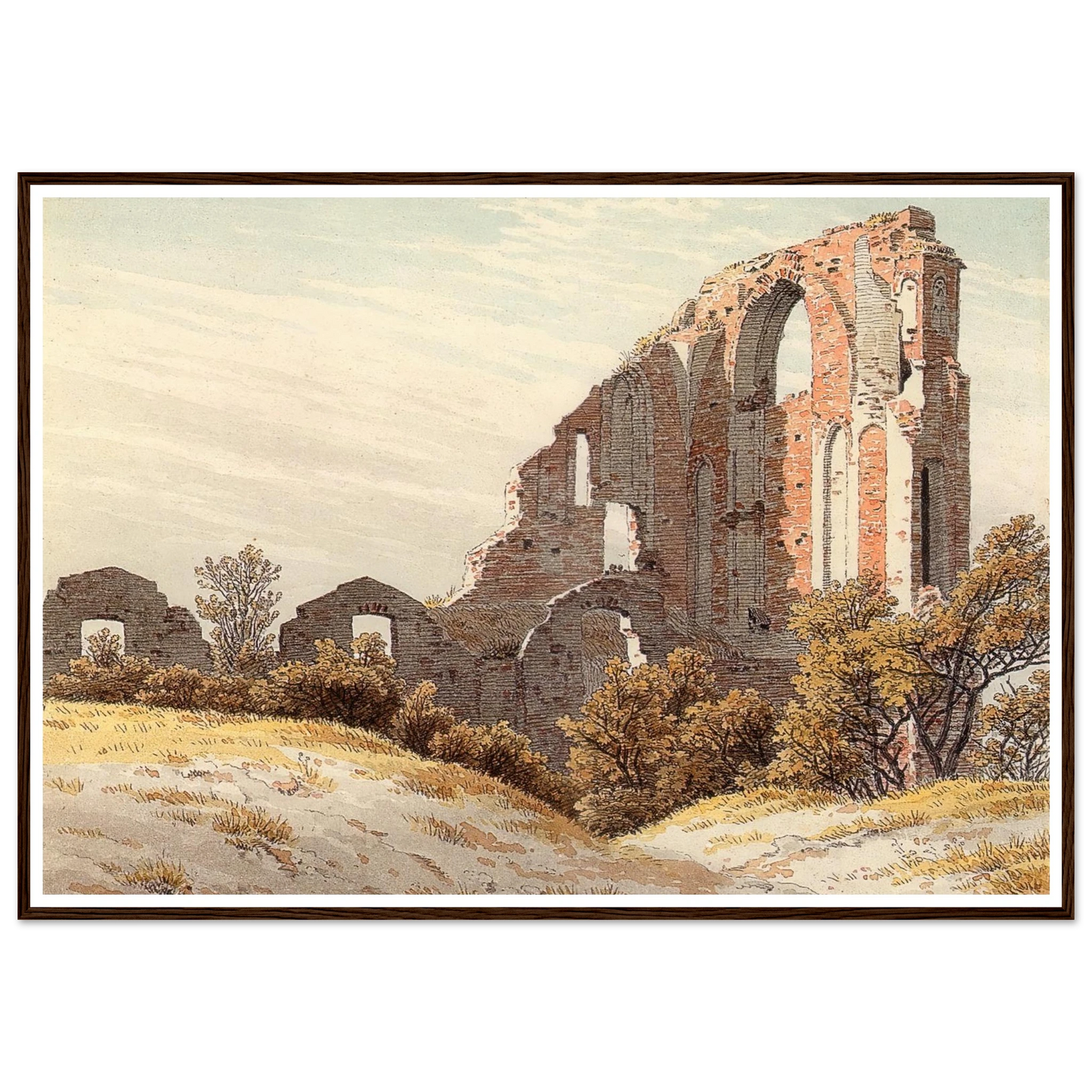 The Ruins of Eldena Art Print | Caspar David Friedrich - Framed Poster - 30x40 cm / 12x16″ - Black frame