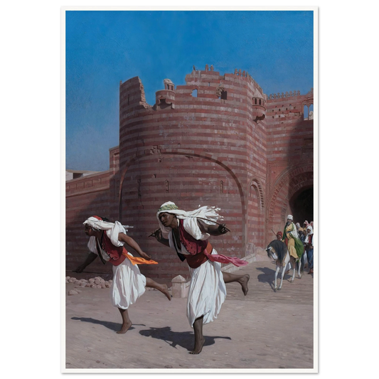 The runners of the Pasha (1867) Art Print | Jean Leon Gerome - Framed Poster - 30x40 cm / 12x16″ - Black frame