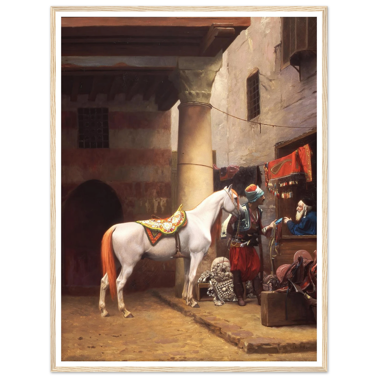 The Saddle Bazaar, Cairo (1883) Art Print | Jean Leon Gerome - Framed Poster - 30x40 cm / 12x16″ - Black frame