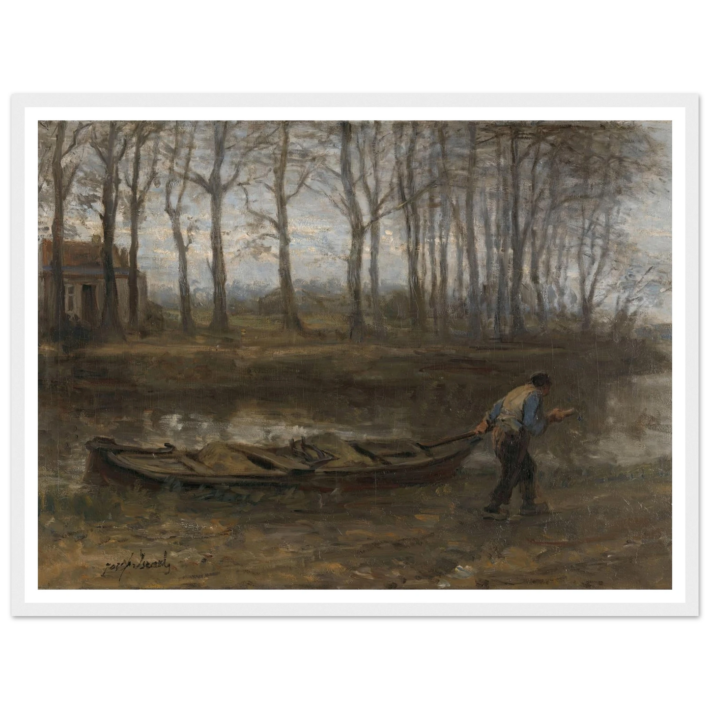 The Sand Bargeman (1887) Art Print | Jozef Israels - Framed Poster - 30x40 cm / 12x16″ - Black frame