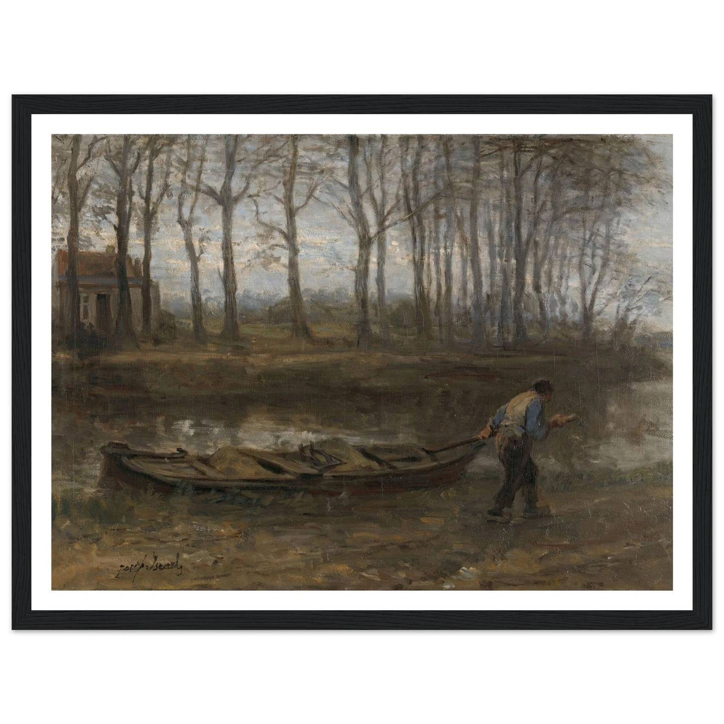 The Sand Bargeman (1887) Art Print | Jozef Israels - Framed Poster - 30x40 cm / 12x16″ - Black frame