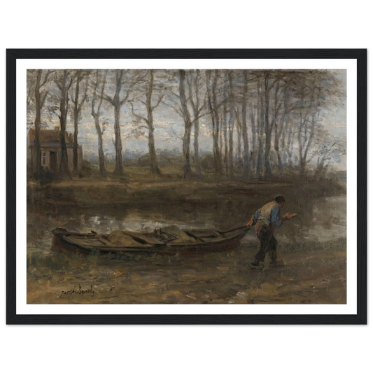 The Sand Bargeman (1887) Art Print | Jozef Israels - Framed Poster - 30x40 cm / 12x16″ - Black frame