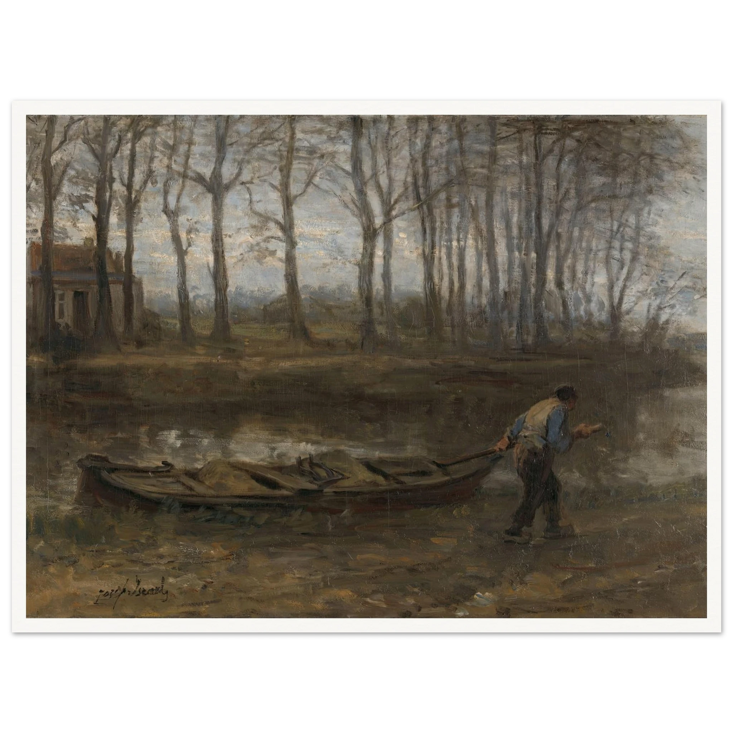 The Sand Bargeman (1887) Art Print | Jozef Israels - Framed Poster - 30x40 cm / 12x16″ - Black frame