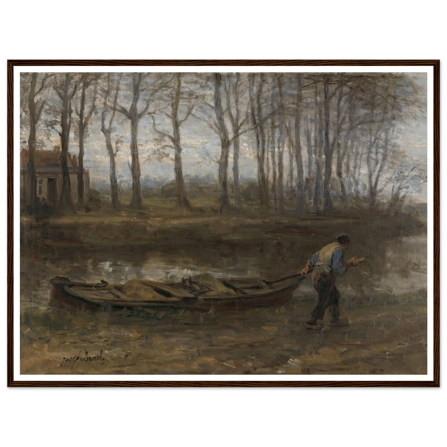 The Sand Bargeman (1887) Art Print | Jozef Israels - Framed Poster - 30x40 cm / 12x16″ - Black frame