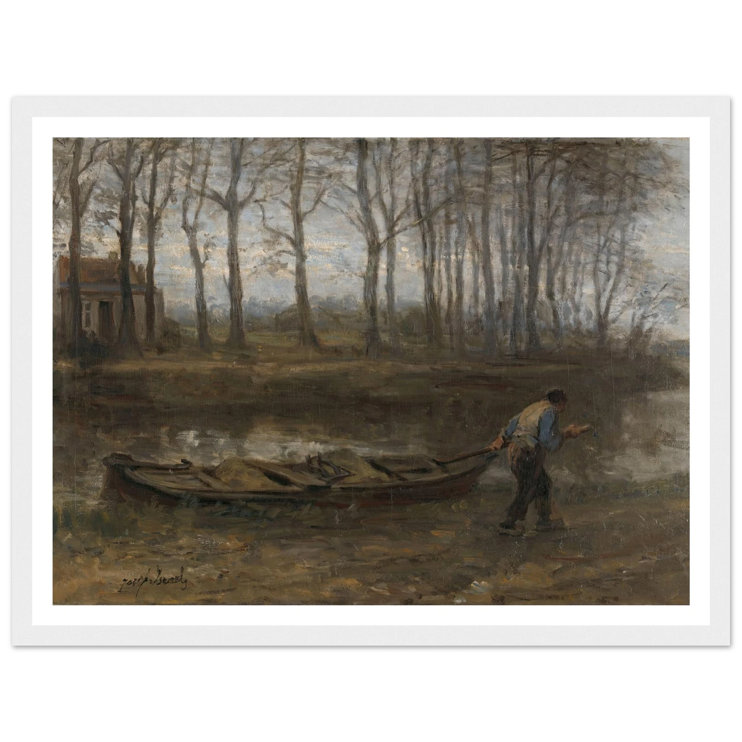 The Sand Bargeman (1887) Art Print | Jozef Israels - Framed Poster - 30x40 cm / 12x16″ - Black frame