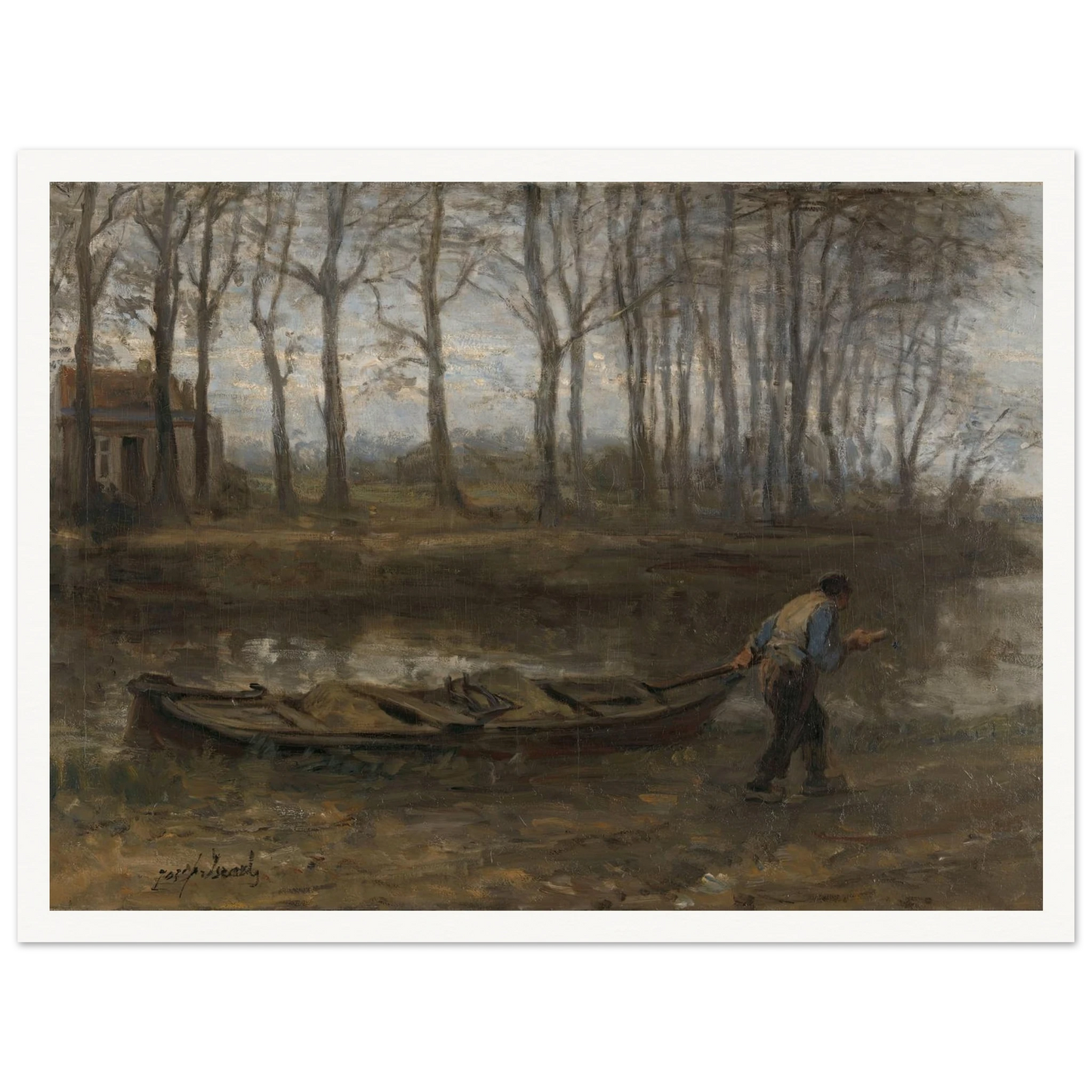 The Sand Bargeman (1887) Art Print | Jozef Israels - Framed Poster - 30x40 cm / 12x16″ - Black frame