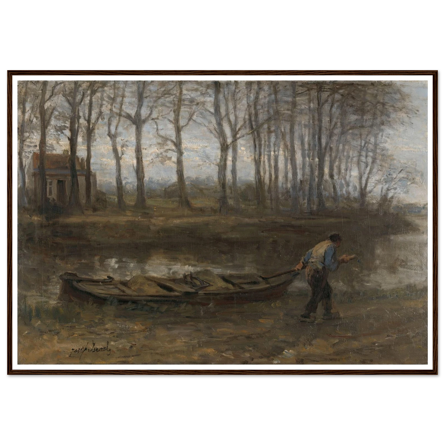 The Sand Bargeman (1887) Art Print | Jozef Israels - Framed Poster - 30x40 cm / 12x16″ - Black frame