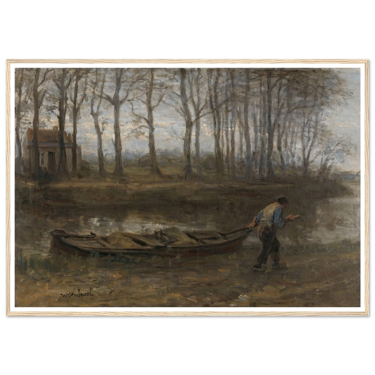 The Sand Bargeman (1887) Art Print | Jozef Israels - Framed Poster - 30x40 cm / 12x16″ - Black frame