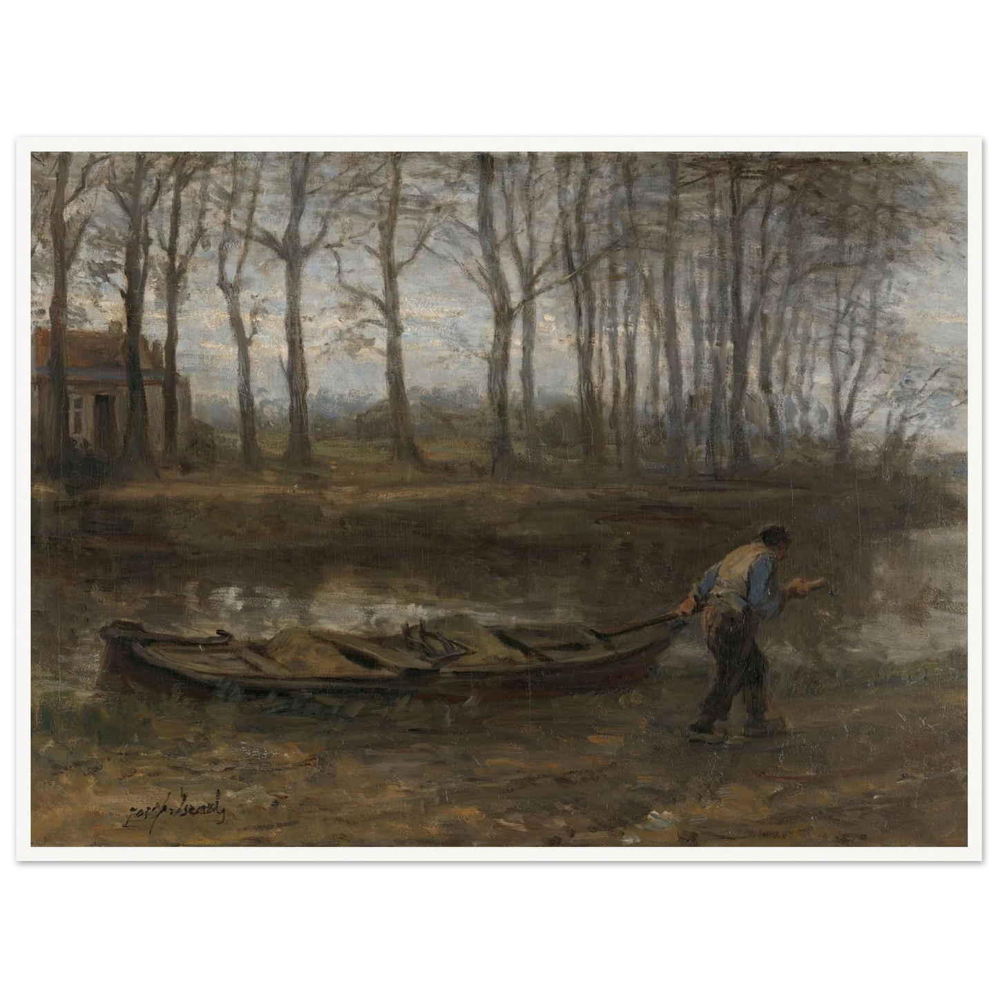 The Sand Bargeman (1887) Art Print | Jozef Israels - Framed Poster - 30x40 cm / 12x16″ - Black frame