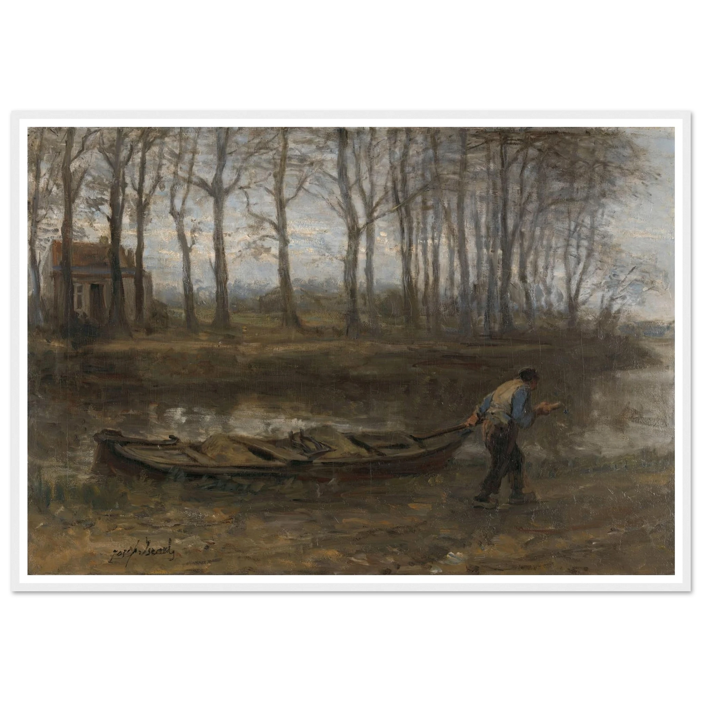 The Sand Bargeman (1887) Art Print | Jozef Israels - Framed Poster - 30x40 cm / 12x16″ - Black frame