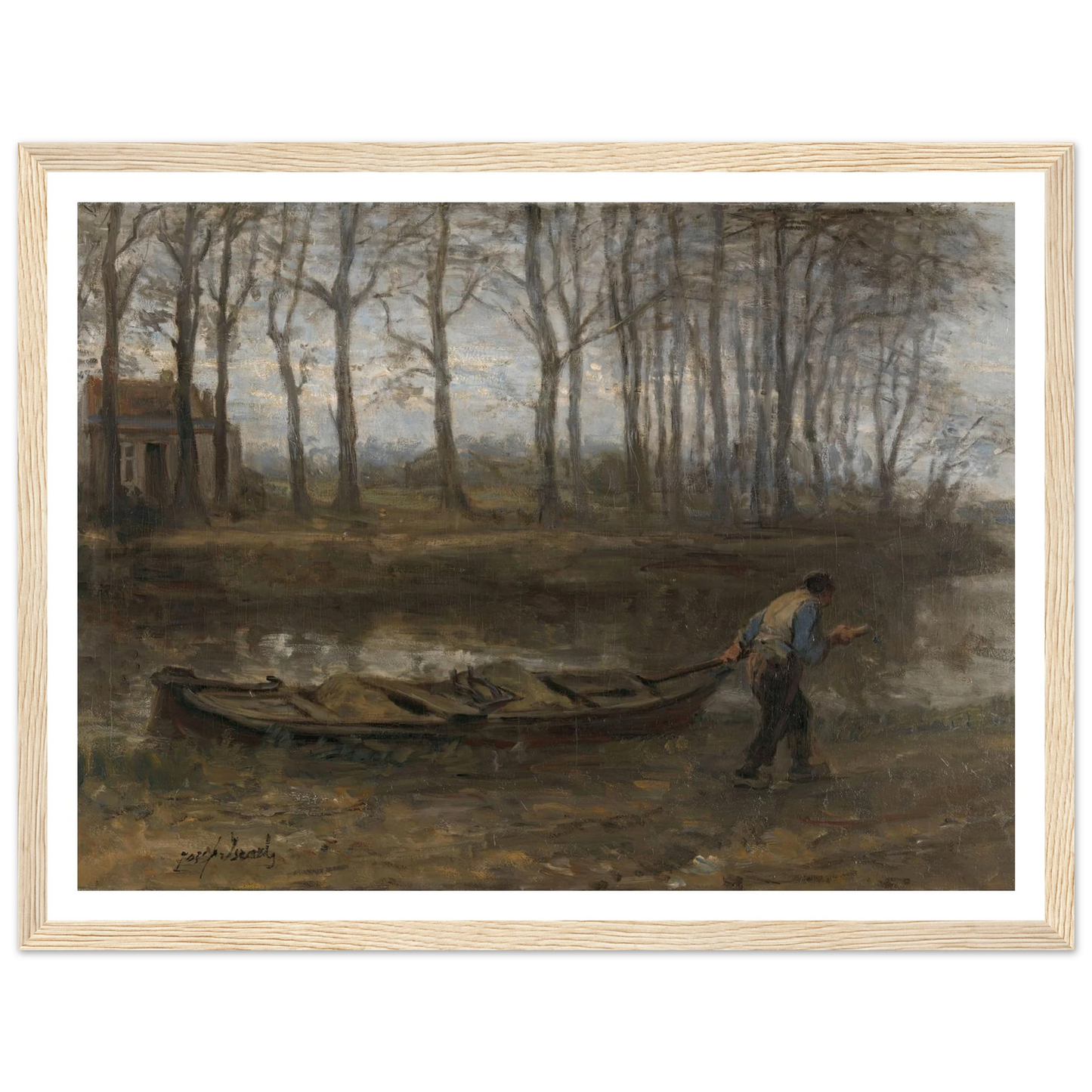 The Sand Bargeman (1887) Art Print | Jozef Israels - Framed Poster - 30x40 cm / 12x16″ - Black frame