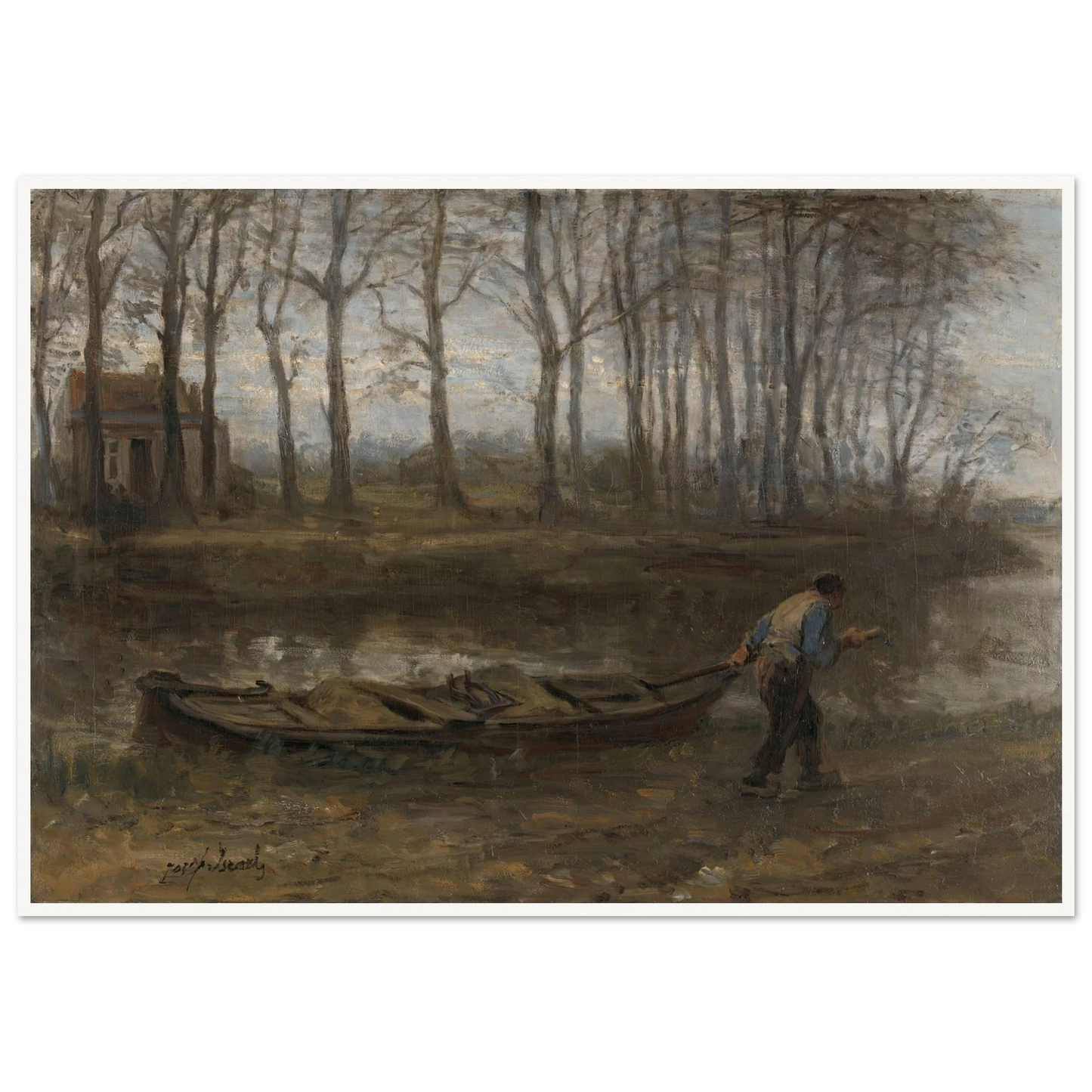 The Sand Bargeman (1887) Art Print | Jozef Israels - Framed Poster - 30x40 cm / 12x16″ - Black frame