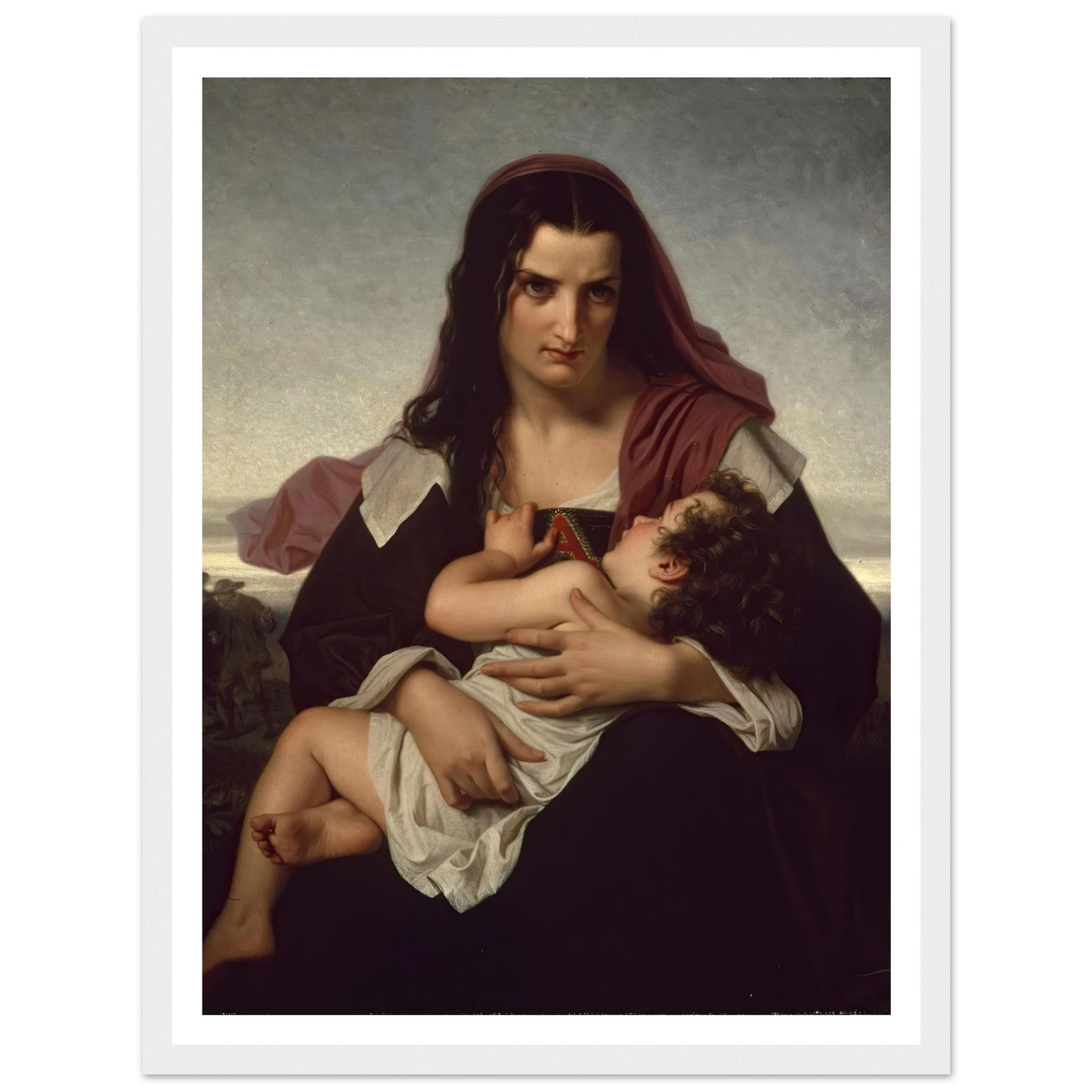The Scarlet Letter (1861) Art Print | Hugues Merle - Framed Poster - 30x40 cm / 12x16″ - Black frame