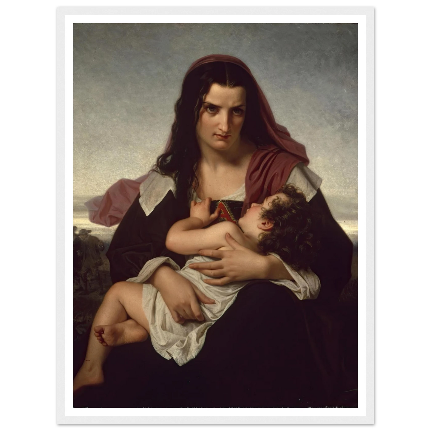 The Scarlet Letter (1861) Art Print | Hugues Merle - Framed Poster - 30x40 cm / 12x16″ - Black frame