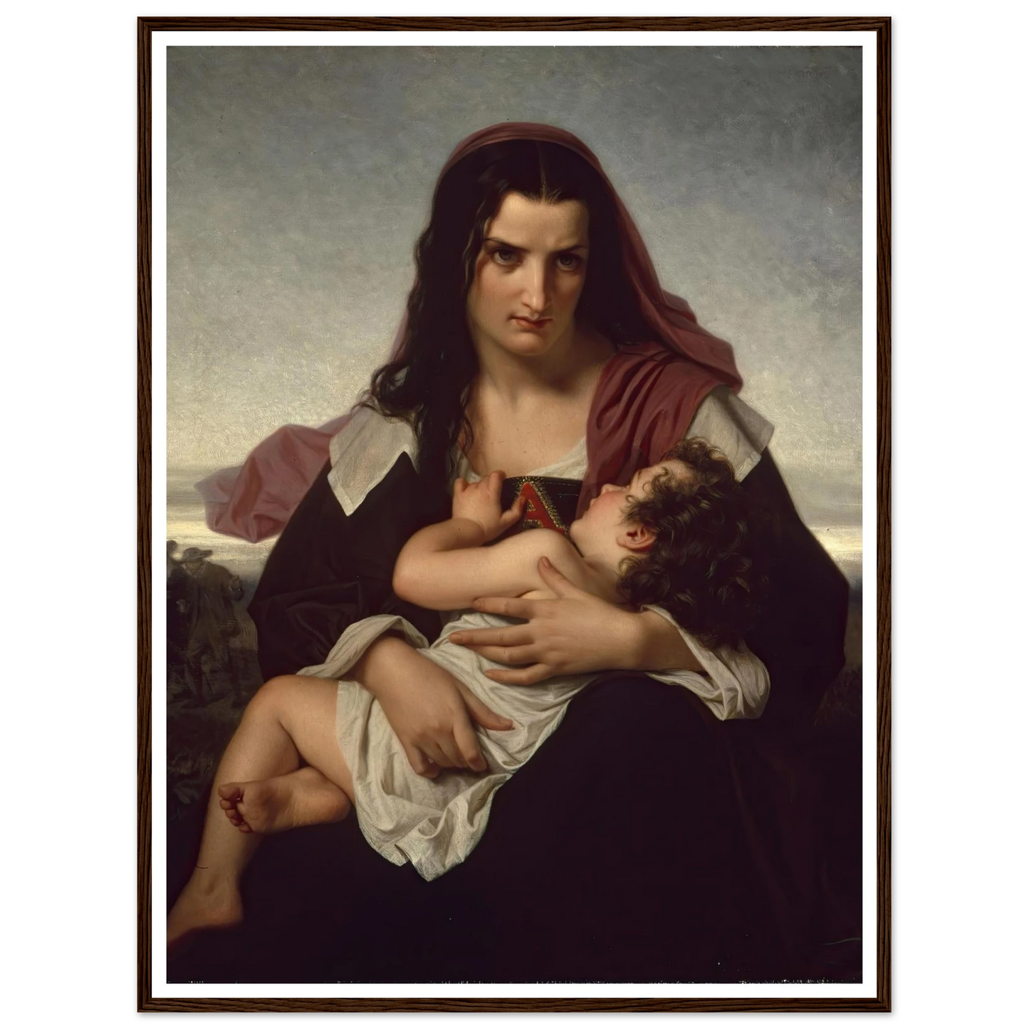 The Scarlet Letter (1861) Art Print | Hugues Merle - Framed Poster - 30x40 cm / 12x16″ - Black frame