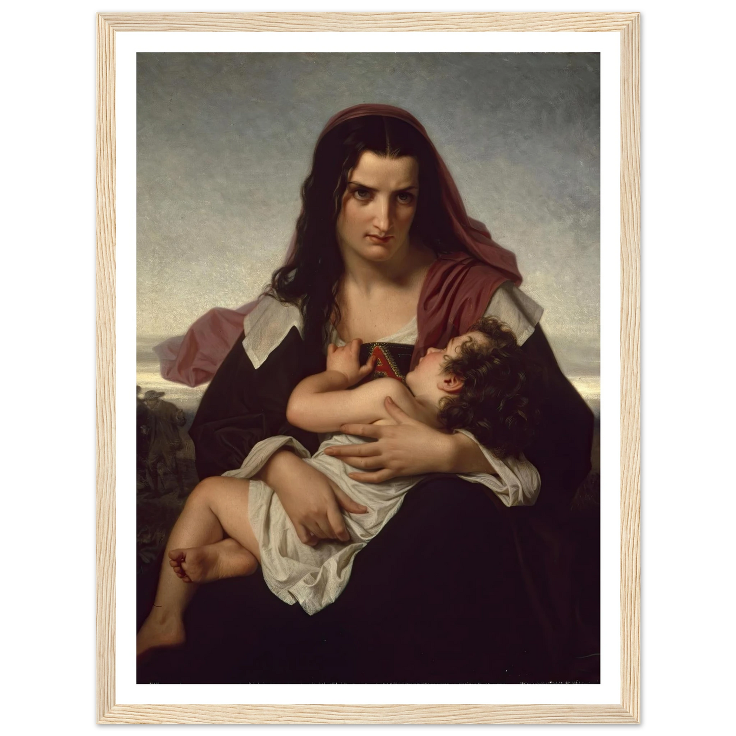The Scarlet Letter (1861) Art Print | Hugues Merle - Framed Poster - 30x40 cm / 12x16″ - Black frame
