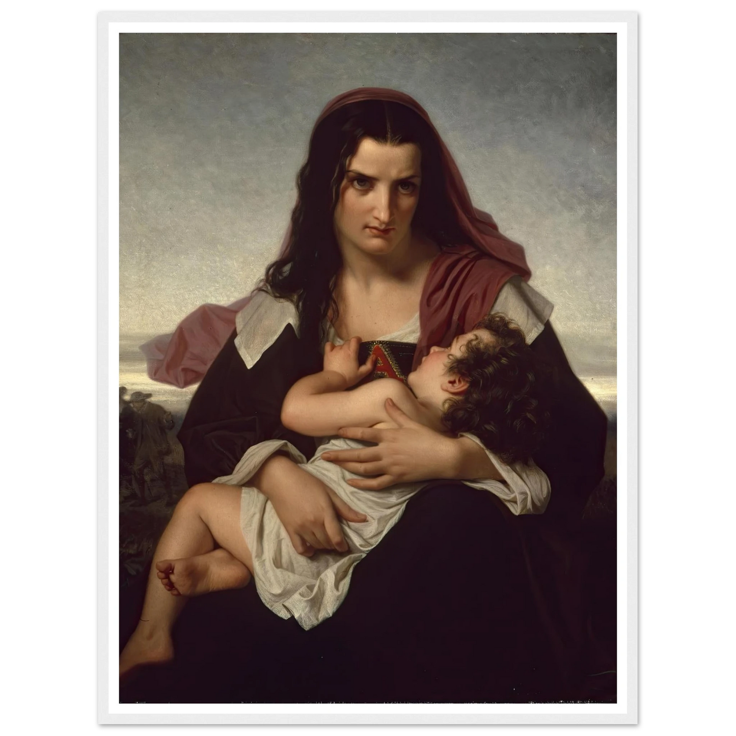 The Scarlet Letter (1861) Art Print | Hugues Merle - Framed Poster - 30x40 cm / 12x16″ - Black frame