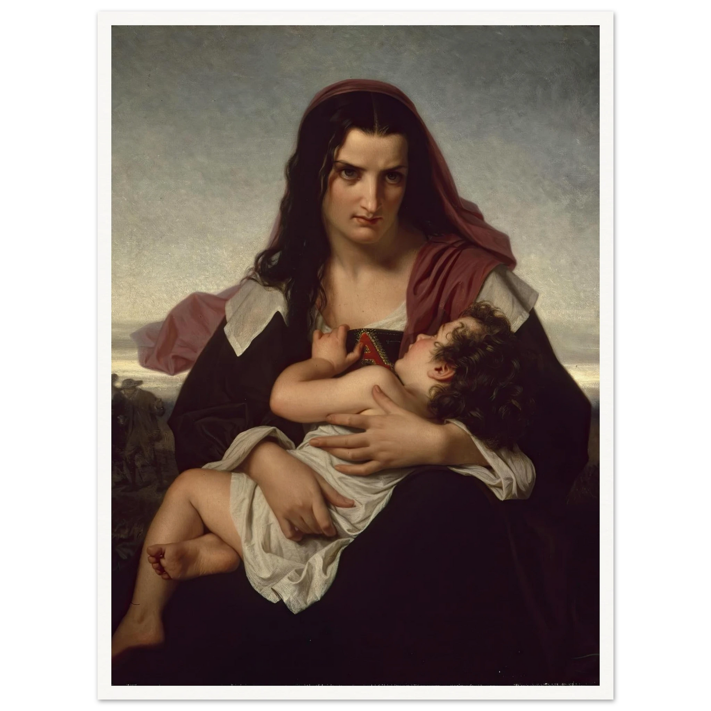 The Scarlet Letter (1861) Art Print | Hugues Merle - Framed Poster - 30x40 cm / 12x16″ - Black frame