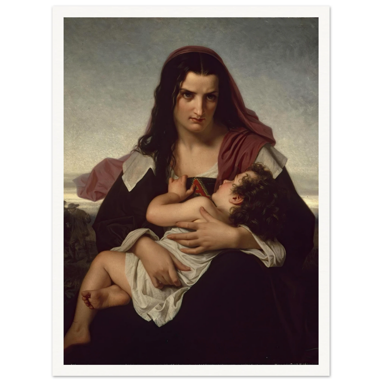 The Scarlet Letter (1861) Art Print | Hugues Merle - Framed Poster - 30x40 cm / 12x16″ - Black frame